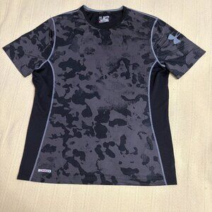 Men's Under Armour Heat Gear Fitted Shirt Black/Gray 2XL